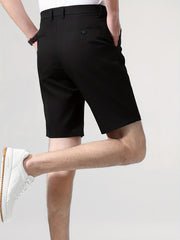 Men's Casual Stretch Suit Shorts Solid Business Spring Summer