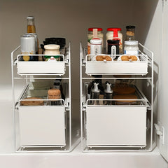 Under Sink Organizer Kitchen 3 Tier Spice Basket Cabinet Organizer Stackable