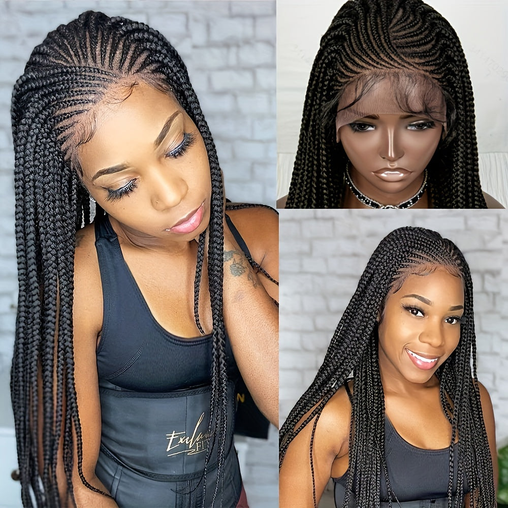 Synthetic Box Braided Lace Wig Knotless Cornrow Braids with Baby Hair