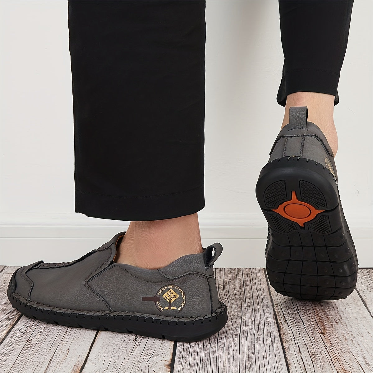 Vintage Style Loafer Shoes Stitch Detail Slip On Men's Shoes