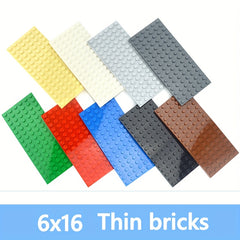 6pcs Thin Bricks 6x16 Building Blocks 3028 Red Yellow
