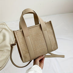 Straw Woven Tote Crossbody Bag for Travel Beach