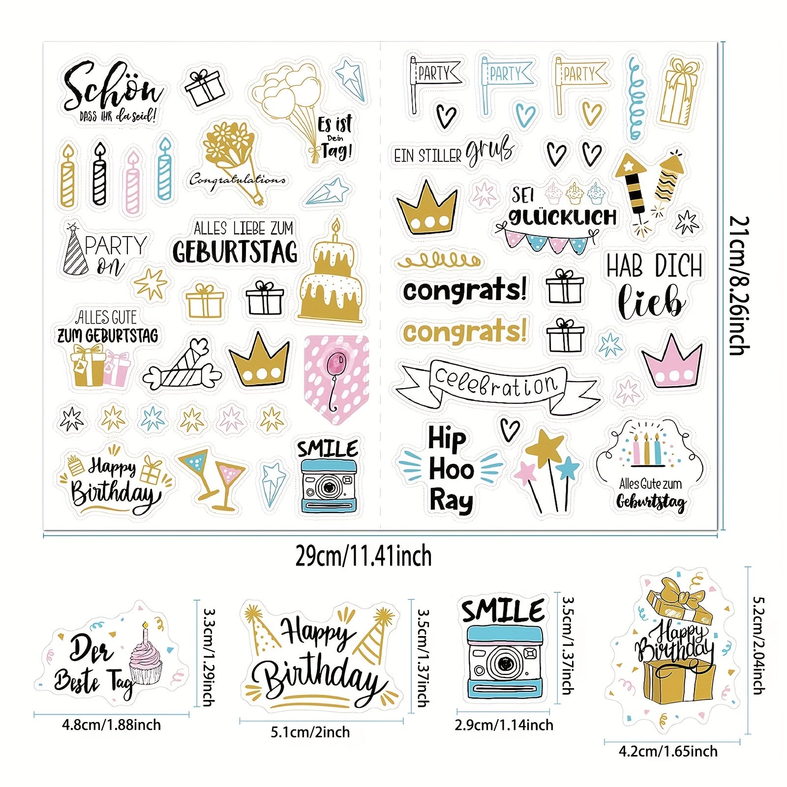 225pcs Cartoon Tattoo Stickers for Guest Book and Party Decor