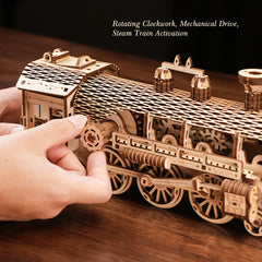 3D Wooden Train Model Puzzle DIY Handcrafted Building Block Kit