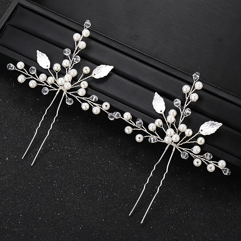 2pcs Women's Rhinestone Wedding Hair Comb Set