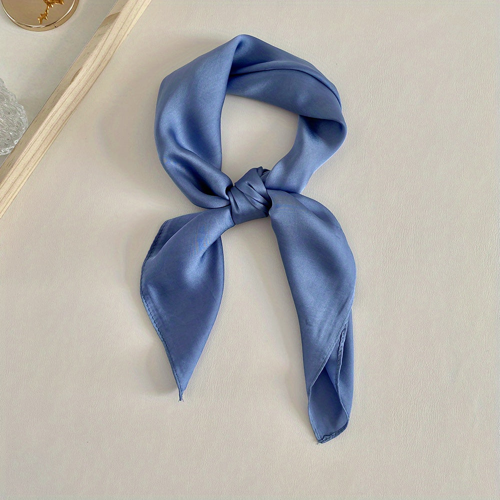 Solid Satin Bandana Silk Square Scarf Neckerchief Head Wrap Hair Accessory