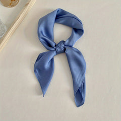Solid Satin Bandana Silk Square Scarf Neckerchief Head Wrap Hair Accessory