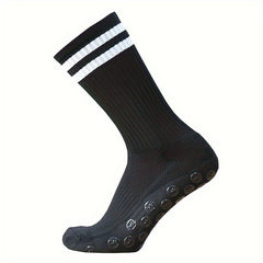 1pair Striped Football Socks Non-slip Soccer Socks Grip Socks
