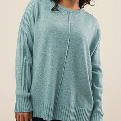 Casual Sweater Women's Plus Solid Long Sleeve Round Neck Pullover