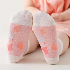 5 Pairs Cartoon Heart Knit Socks Girls Accessories