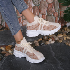 Women's Graphic Running Shoes Shock Absorption Chunky Sneakers