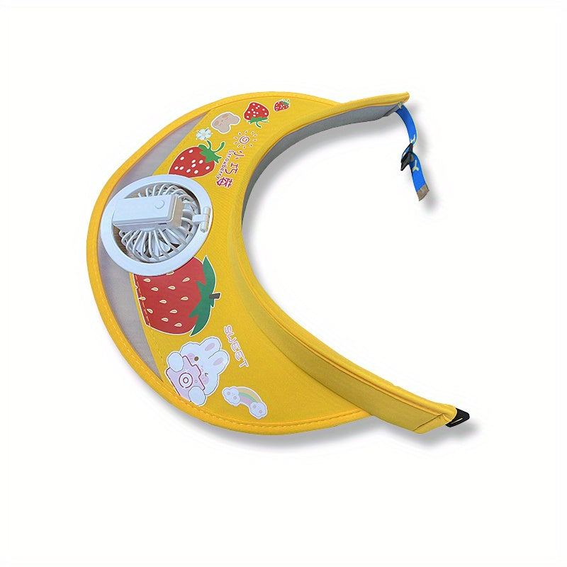 Girls Sun Visor Hat With Rechargeable Fan UV Protective Breathable Cap