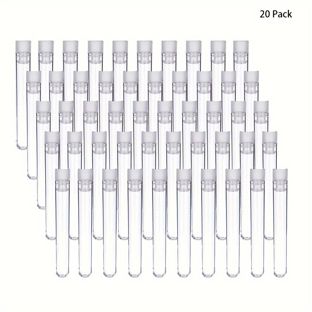 20pcs Transparent Plastic Test Tubes For Storage 8ml 25ml