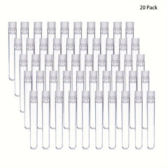 20pcs Transparent Plastic Test Tubes For Storage 8ml 25ml