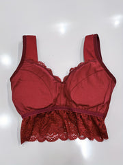 Lace Decor Sports Bra No Steel Ring Anti sagging