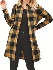 Plaid Jacket Casual Long Sleeve Jacket for Women