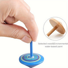 Colorful Wooden Spinning Top Safe Non-toxic Wooden Toy