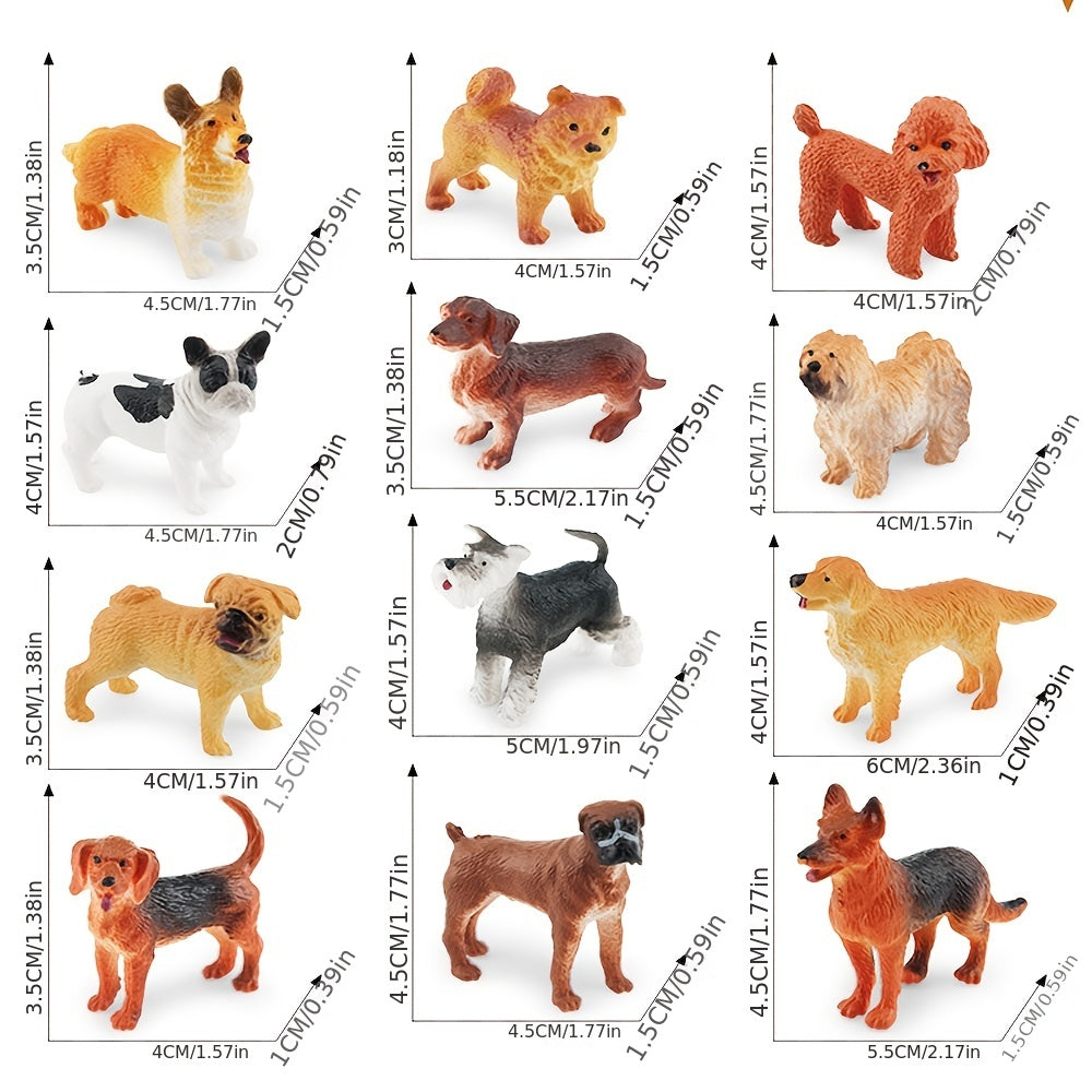 12pcs Mini Puppy Golden Shiba Inu Toy Doll Eco friendly Plastic Ornament