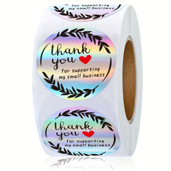 500 Rainbow Thank You Stickers Holographic Labels
