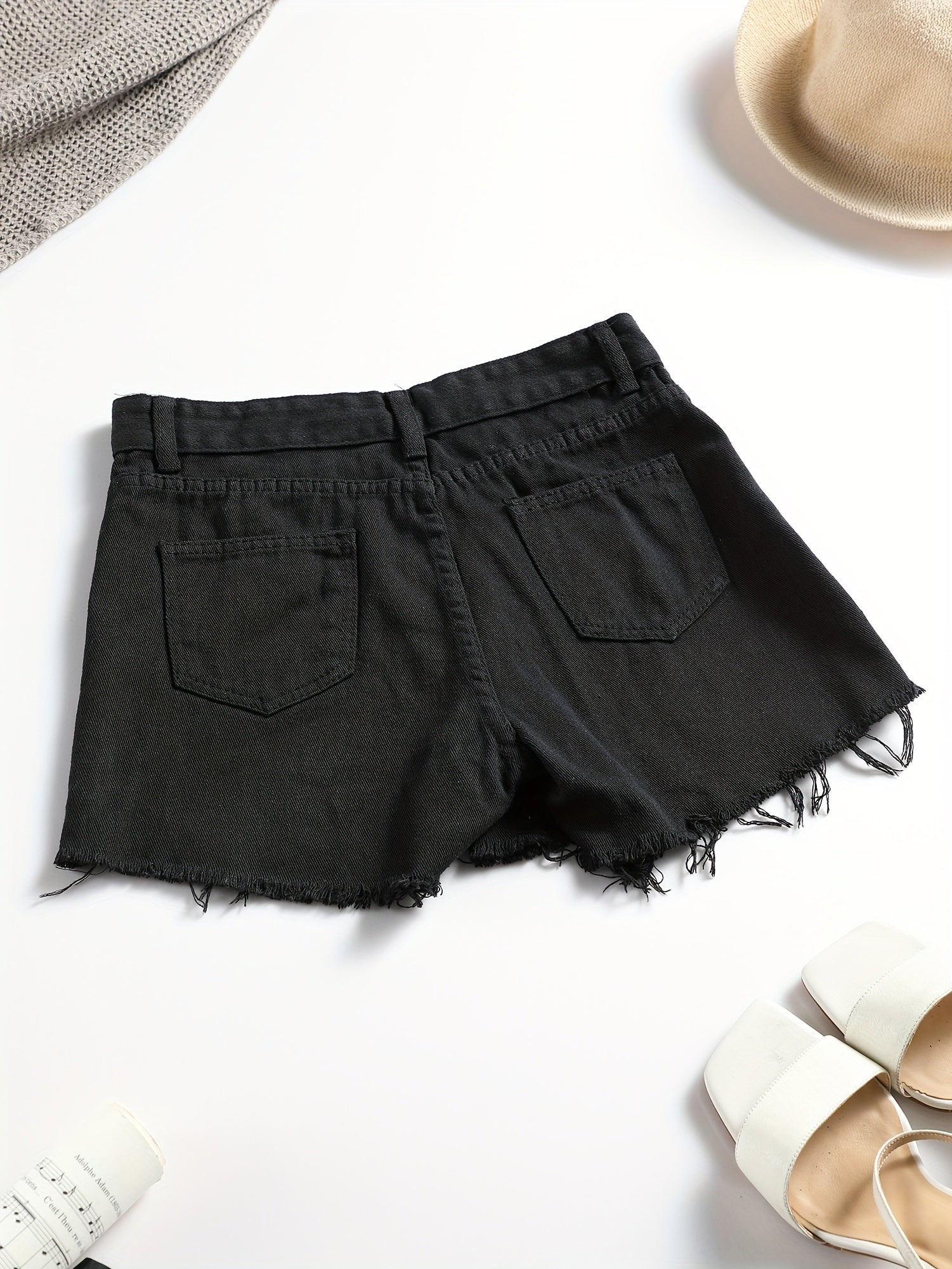 Toddler Girls Preppy Style Raw Trim Denim Skirt Pants