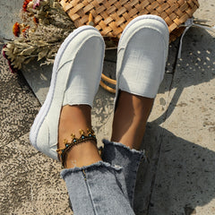 Women's Flat Canvas Shoes Casual Slip On Loafers Lightweight Walking Shoes