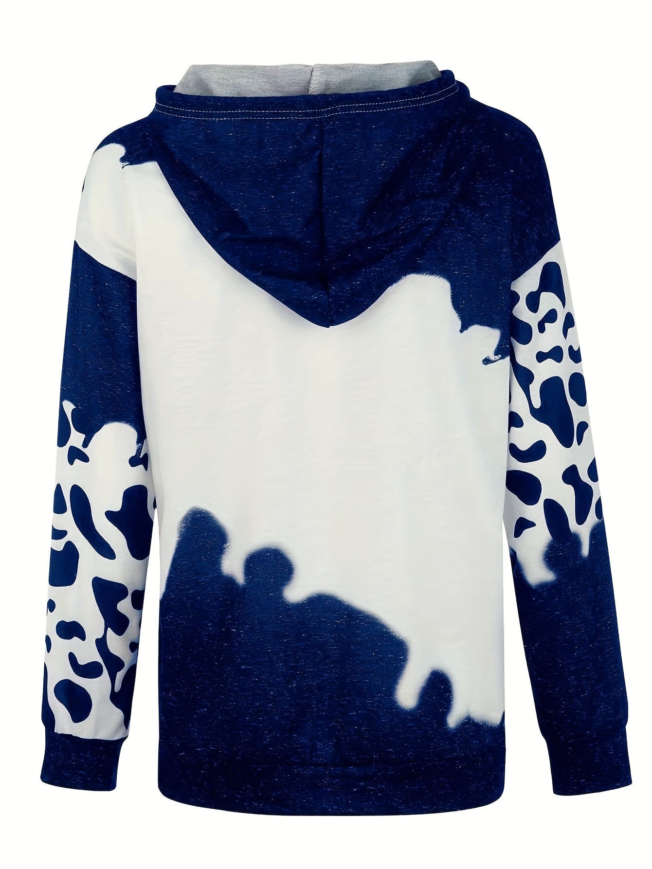 Cow Print Kangaroo Pocket Hoodie Long Sleeve Hoodies Sweatshirt