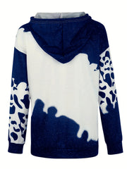 Cow Print Kangaroo Pocket Hoodie Long Sleeve Hoodies Sweatshirt