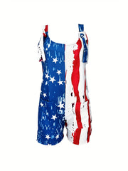 American Flag Overall Romper with Pockets