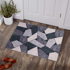 Grey Boho Tribal Area Rug Vintage Distressed Small Entrance Rug