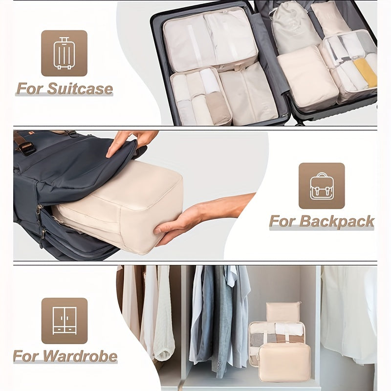 7pcs Travel Packing Cubes Mesh Luggage Storage Bag Underwear Clothes Organizer