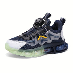 Kid's Rotating Buckle Basketball Shoes, Shock Absorption Sneakers