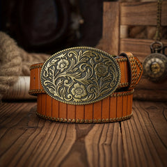 Western Style Vertical Grain PU Leather Belt For Men