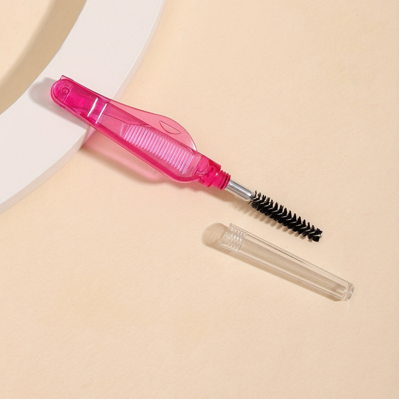 2-in-1 Folding Eyelash & Eyebrow Brush w/ Cap Pink