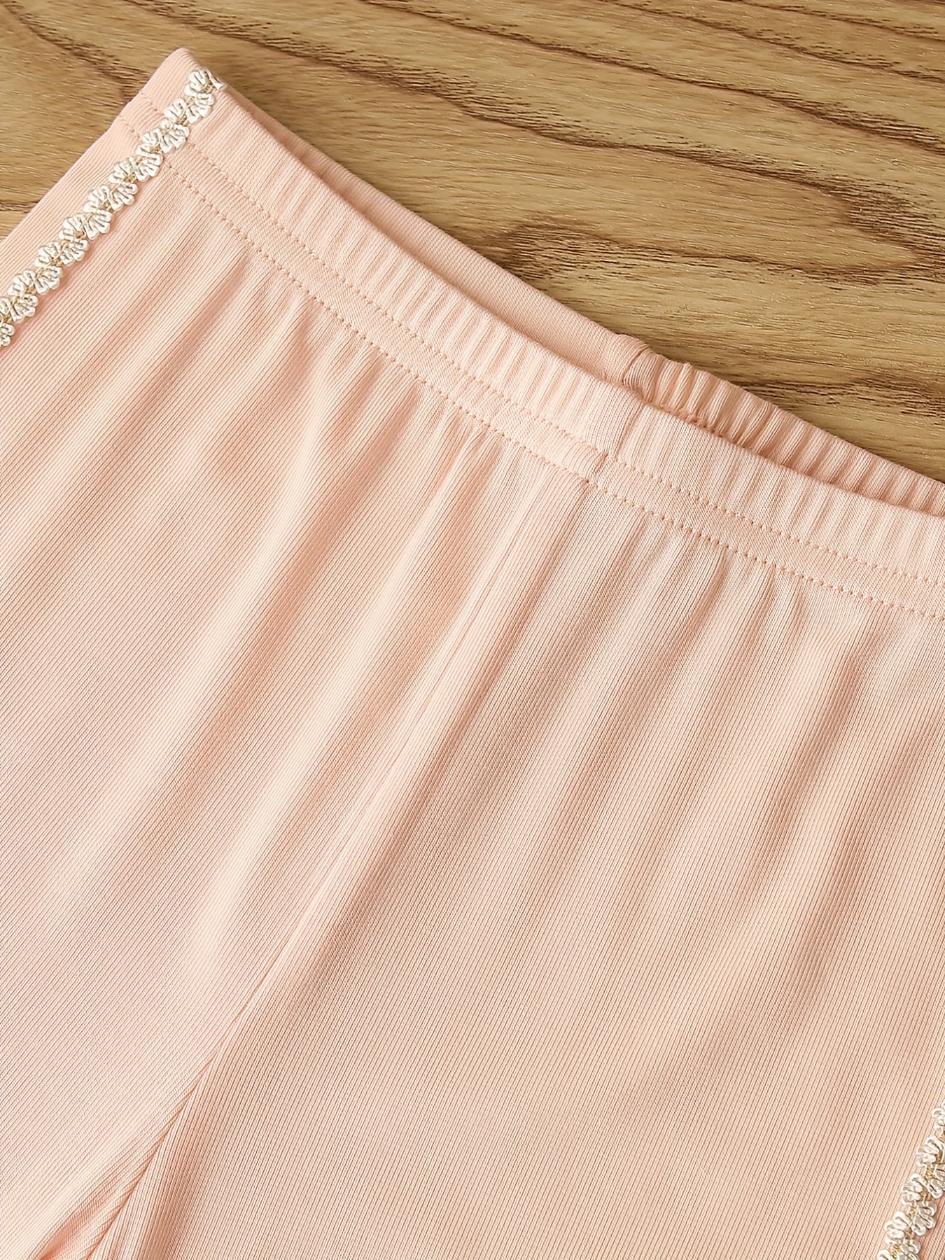 3pcs Girls Lace Side Taping Cropped Pants Leggings Kids Clothes