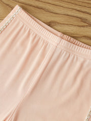 3pcs Girls Lace Side Taping Cropped Pants Leggings Kids Clothes