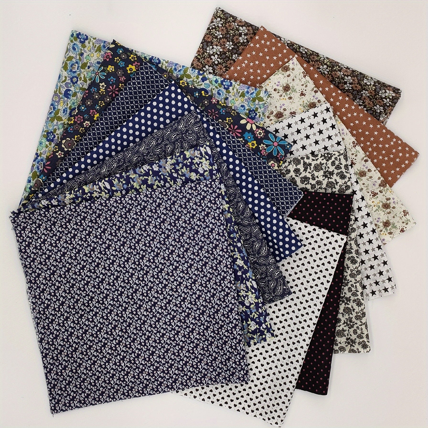 14pc Cotton Fabrics Precut Quilting Squares DIY Patchwork Quarter Sheets