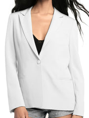 Solid Long Sleeve Button Blazer Double Lapel Jacket