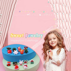 24 Pieces Girl Jewelry Ring Adjustable Christmas Kids Play Rings