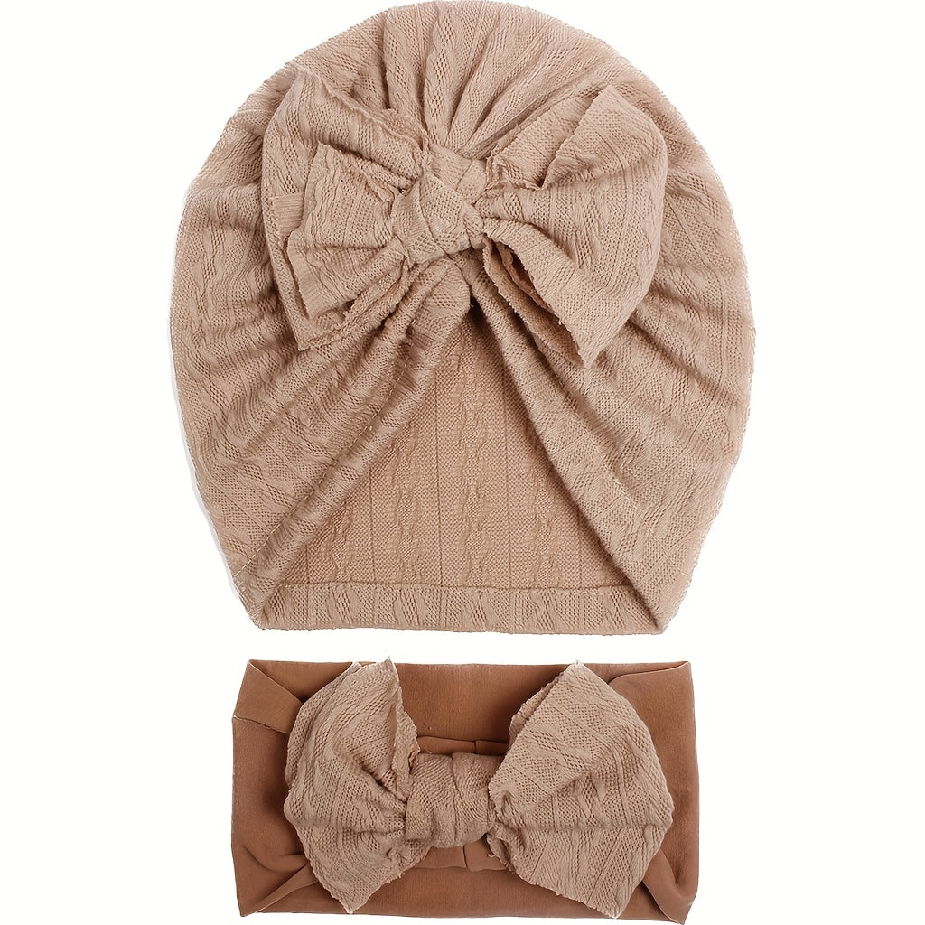 Baby Striped Bandana Hat & Headband Set for All Seasons