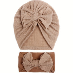 Baby Striped Bandana Hat & Headband Set for All Seasons