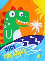 Boys Dinosaur Wave Block Swim Suit Swimming Trunks & Tops & Cap