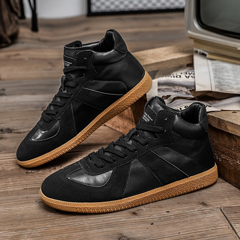 EXSHERO Men's Leather Skate Shoes Casual Sneakers