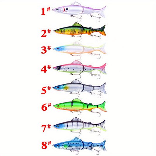 8pcs 18g Three Segment Minnow Lure Hard Bait Treble Hook Fishing Accessories