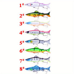 8pcs 18g Three Segment Minnow Lure Hard Bait Treble Hook Fishing Accessories