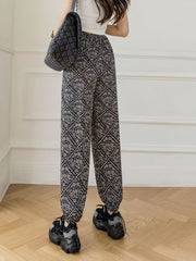 Floral Print High Waist Drawstring Pants Casual Women's Clothing