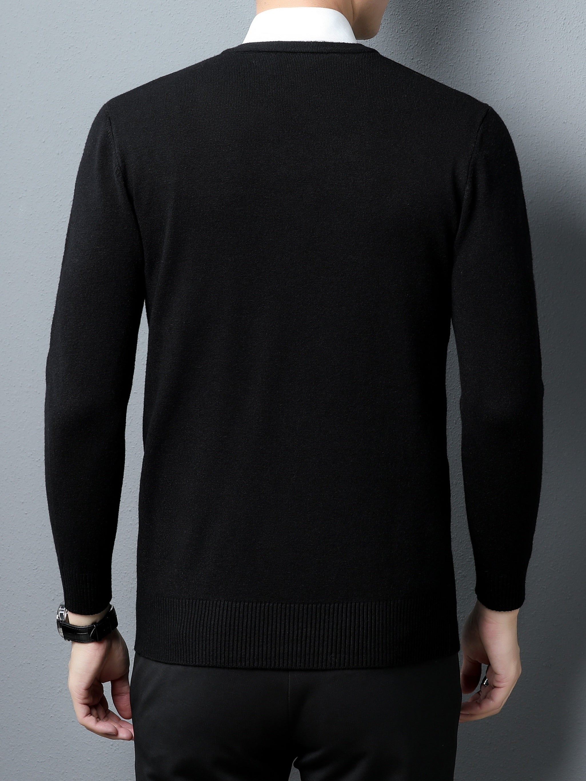Men's Warm Winter V Neck Slim Knitted Pullover Sweater
