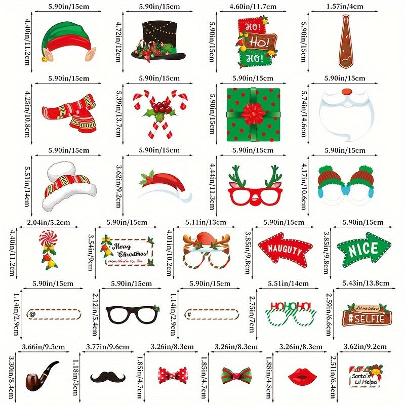 28pcs Christmas Photo Props Family Gathering Party Decoration