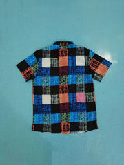 Men's Plaid Print Short Sleejsons Closure Summer Hawaii Shirt
