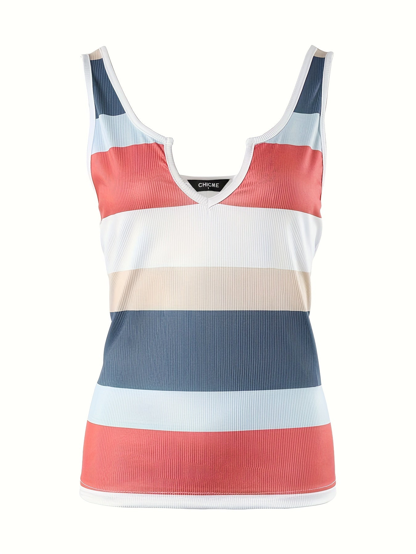 Notched Neck Tank Top Sleeveless Casual Summer Women's Clothing