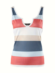 Notched Neck Tank Top Sleeveless Casual Summer Women's Clothing
